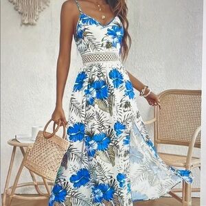 Floral Blue and White Maxi Dress